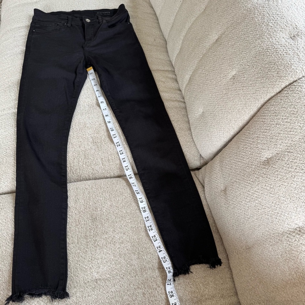 SOLD Allsaints Miller Size Me Stretch Mid-Rise Skinny Denim Black Jeans - Picture 10 of 13